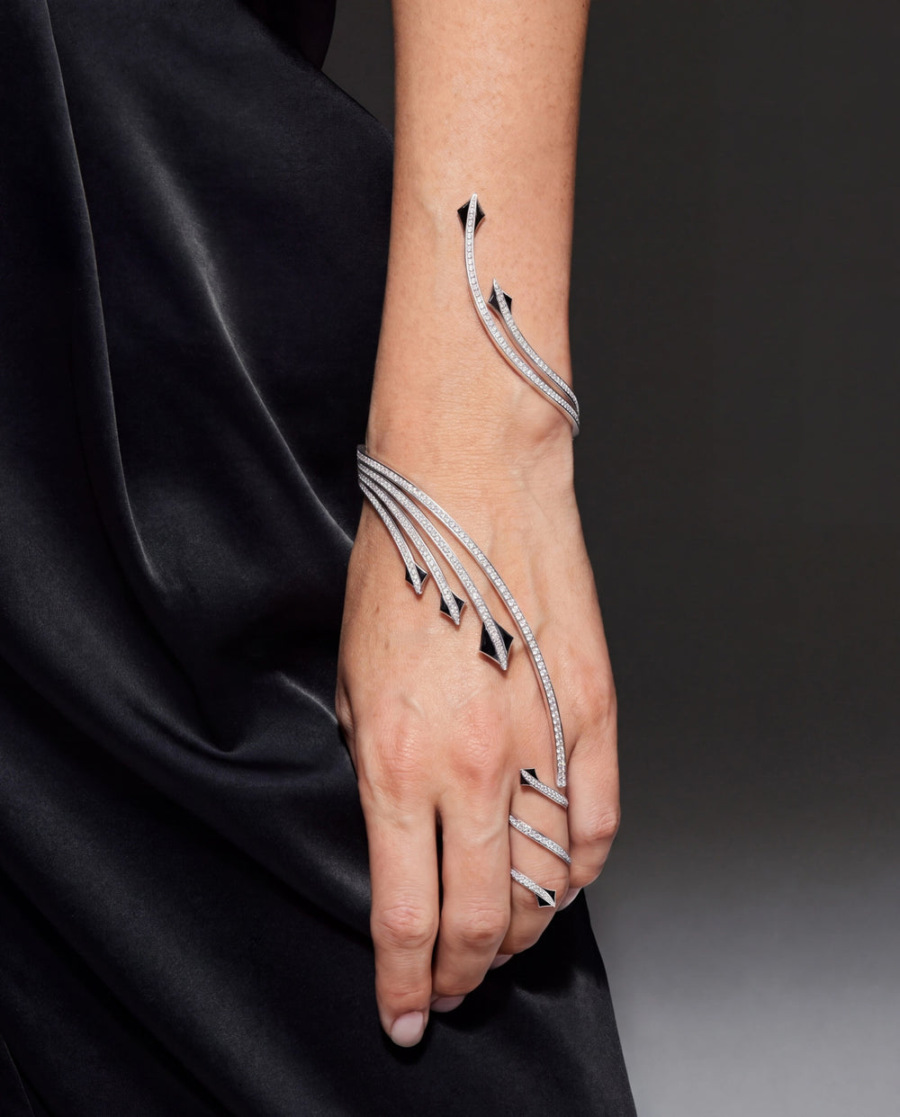 Orion Bellatrix Cuff in 925 sterling silver, shown worn