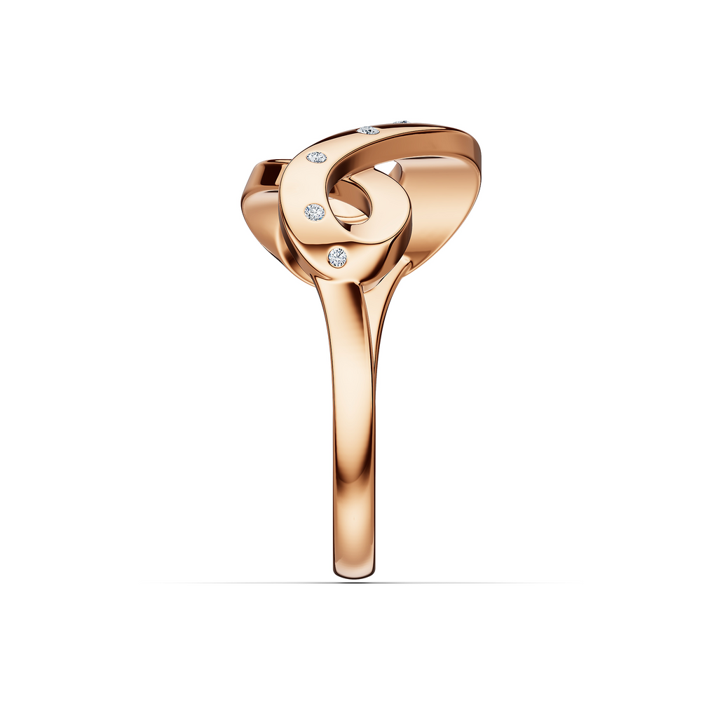Helix Vortice Ring in 18kt rose gold vermeil over 925 sterling silver, side view