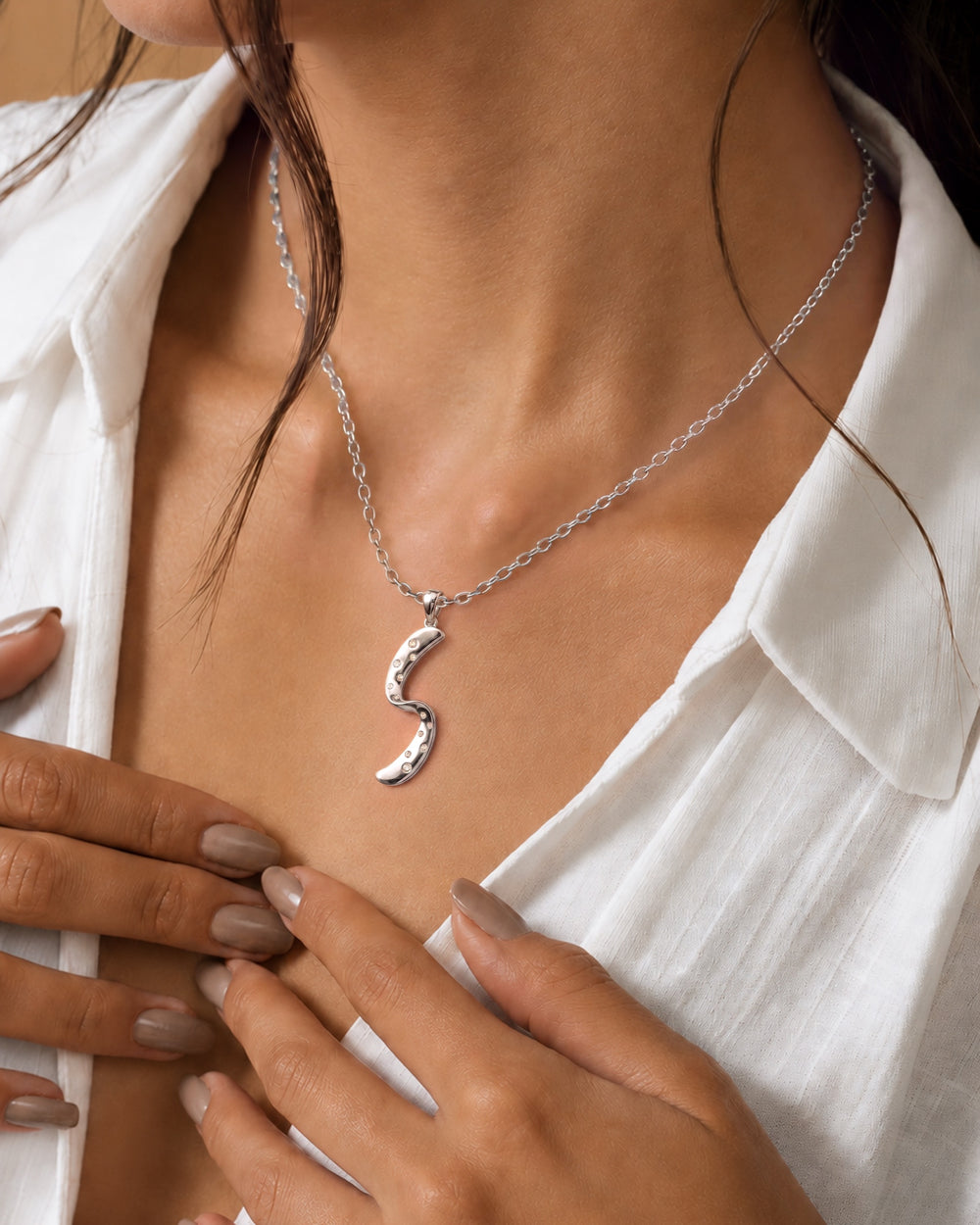 Helix Girandola Pendant in 925 sterling silver, shown worn