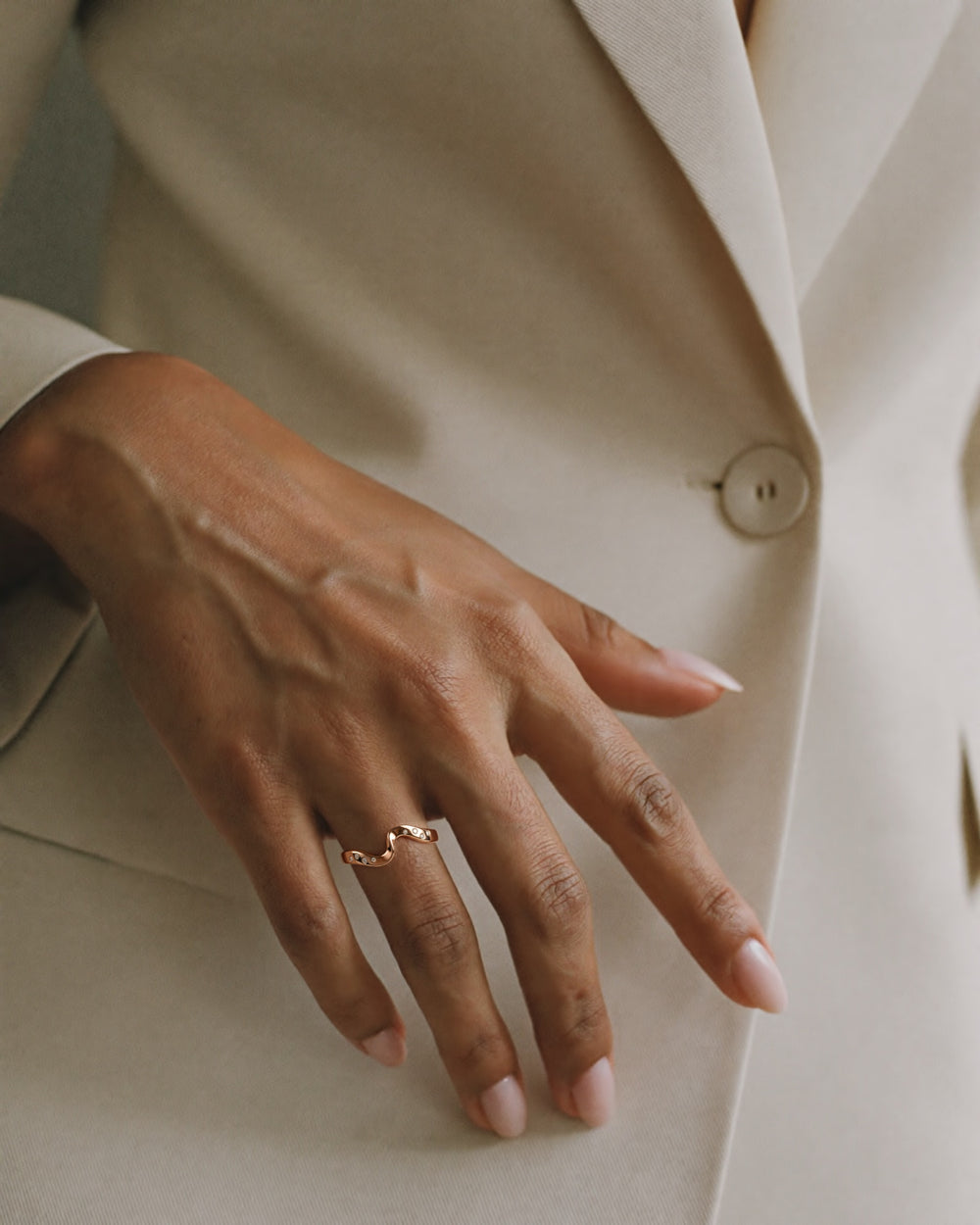 Helix Girandola Ring in 18kt rose gold vermeil over 925 sterling silver, shown worn