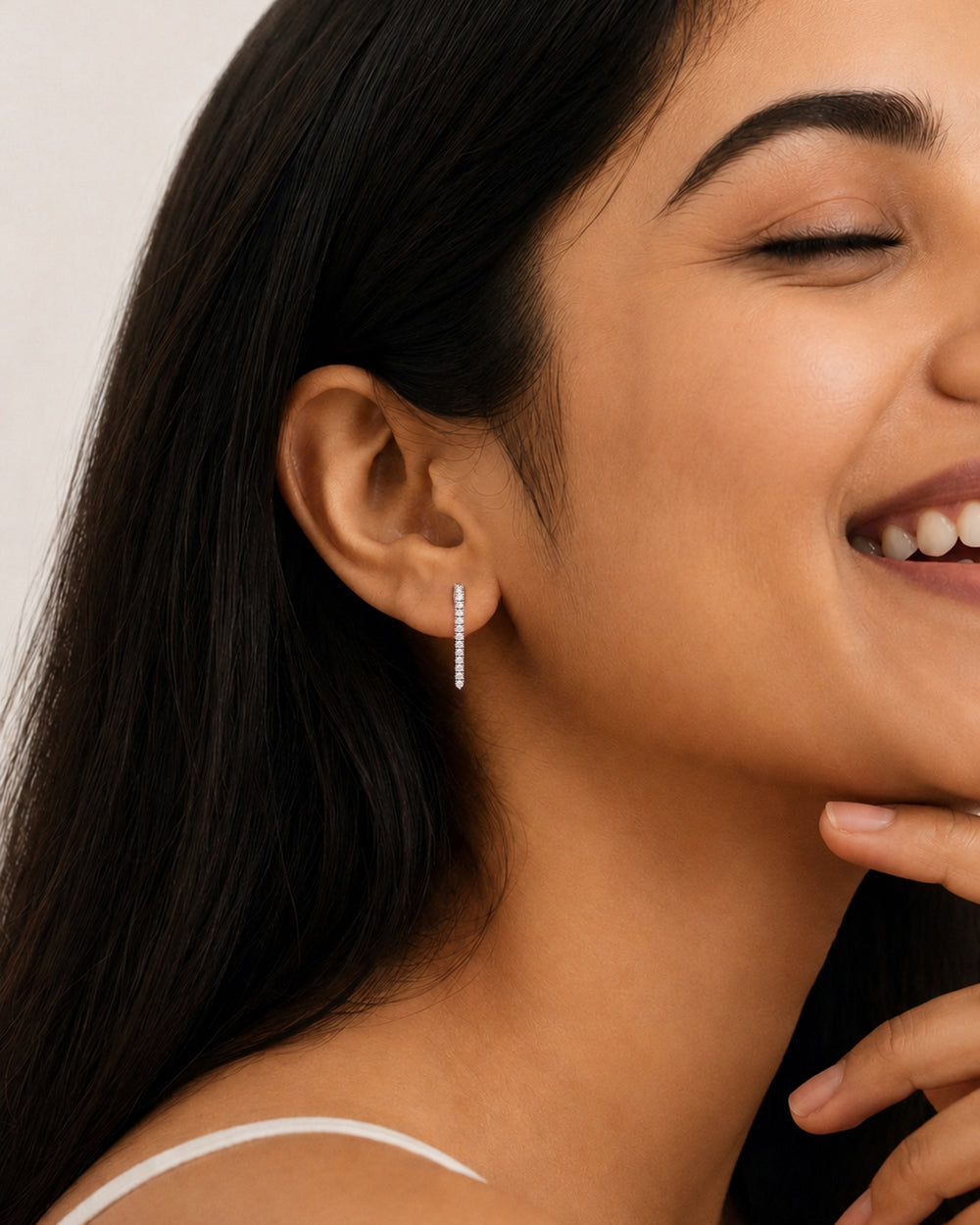 Tennis Infinita Earrings in 925 sterling silver, shown worn