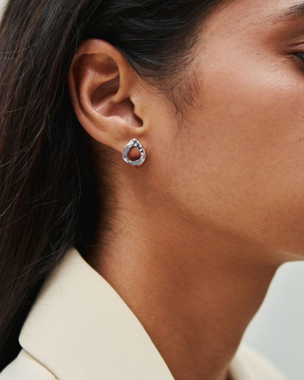 Helix Nautilo Earrings in 925 sterling silver, shown worn