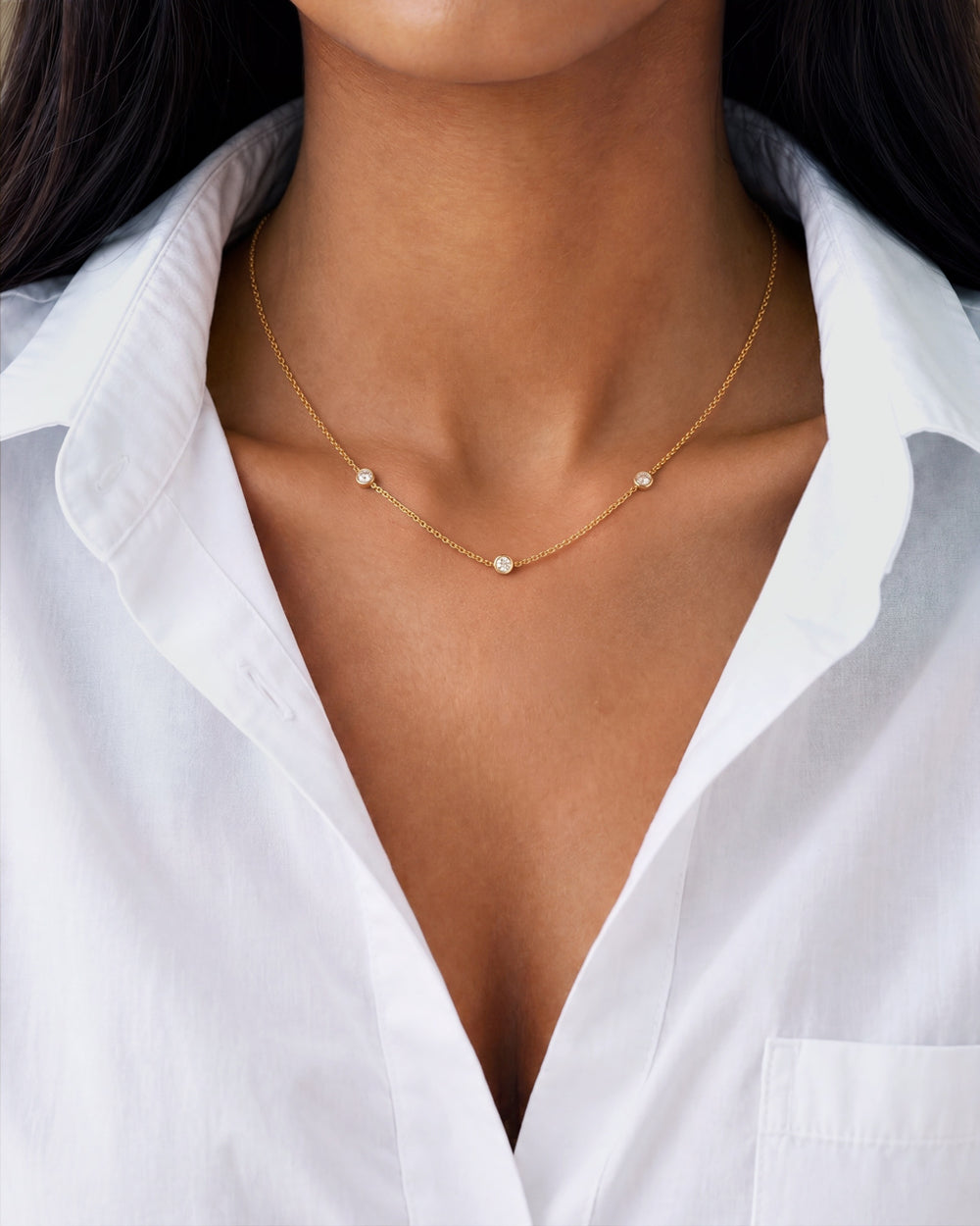 Basics Otranto Chain in 18kt gold vermeil over 925 sterling silver, shown worn