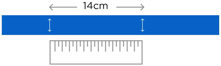 Measuring the paper strip against a ruler