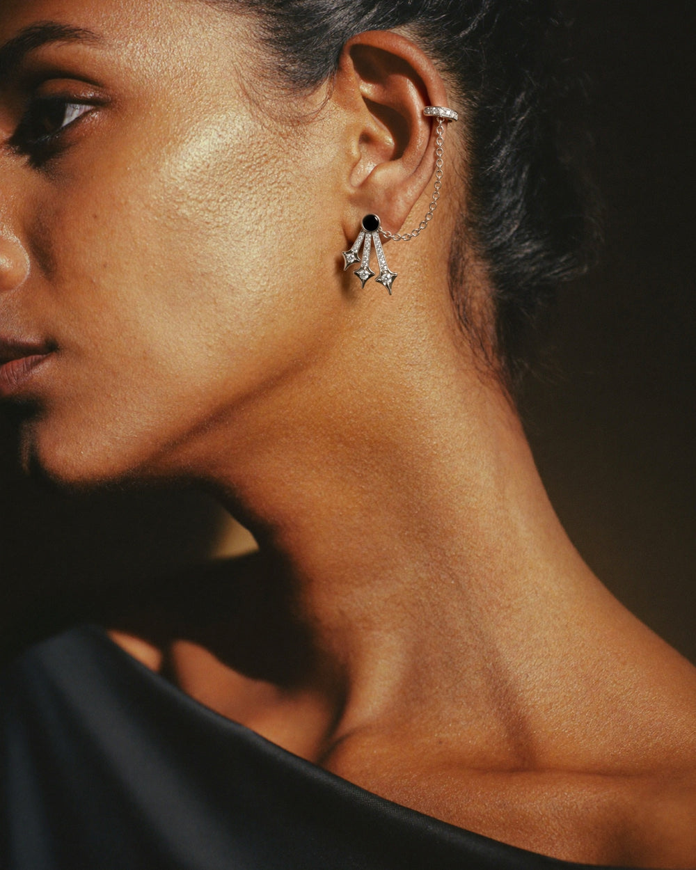 Orion Sirius Earrings in 925 sterling silver, shown worn