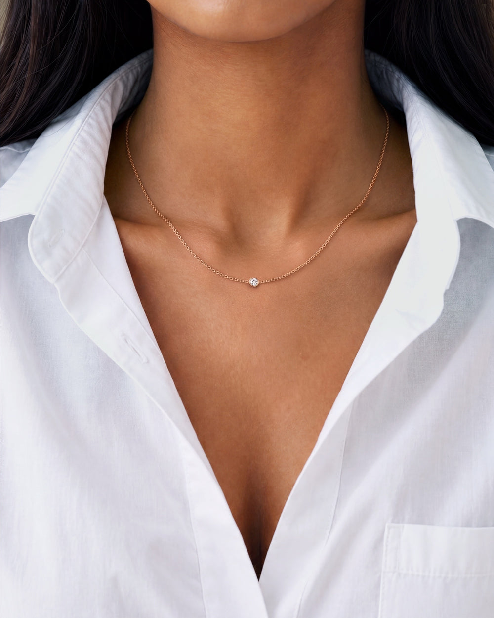 Basics Tellaro Chain in 18kt rose gold vermeil over 925 sterling silver, shown worn